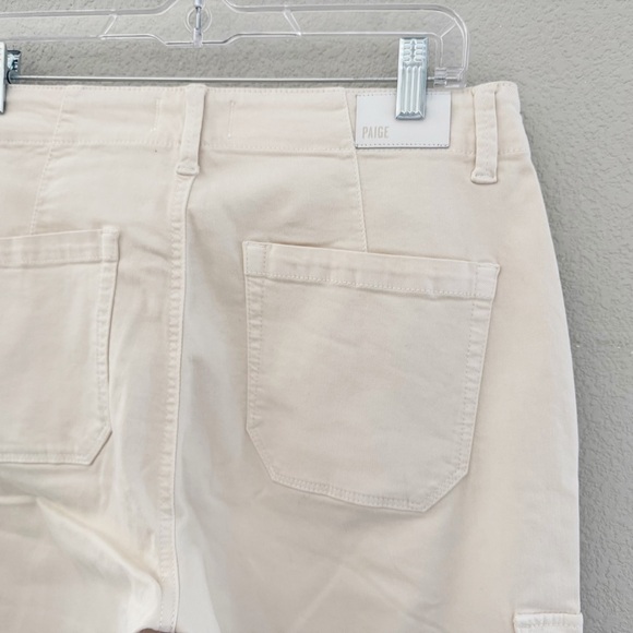 Paige Carly Wide Leg Cargo Pant 31 Cream Neutral Cotton Twill Utility Casual NWT - Picture 11 of 14